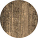 Round Machine Washable Oriental Brown Industrial Rug, wshurb2494brn