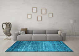 Machine Washable Oriental Light Blue Industrial Rug in a Living Room, wshurb2494lblu