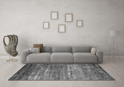 Machine Washable Oriental Gray Industrial Rug in a Living Room,, wshurb2494gry