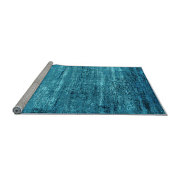 Sideview of Machine Washable Oriental Light Blue Industrial Rug, wshurb2494lblu