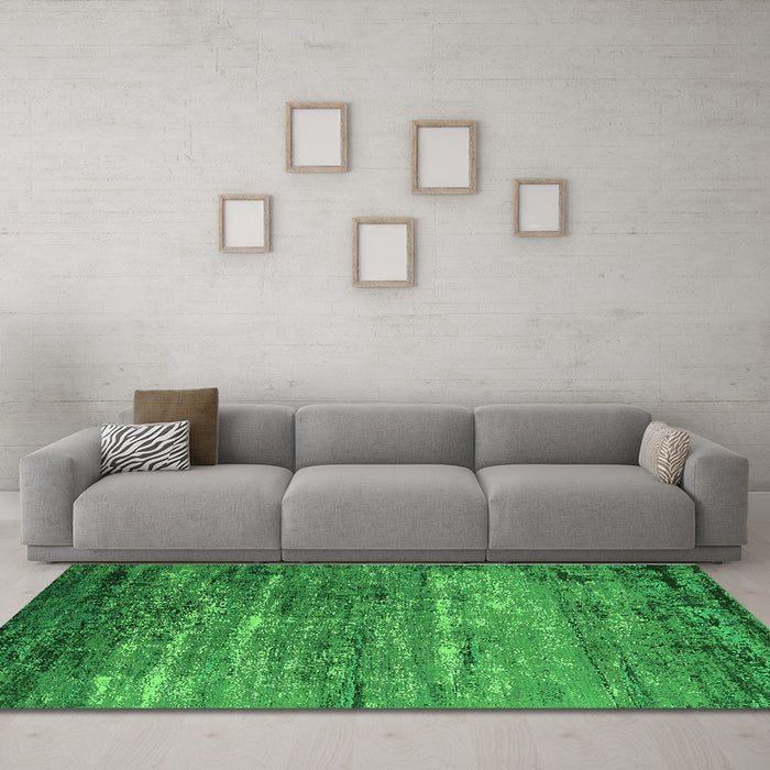 Machine Washable Oriental Green Industrial Area Rugs in a Living Room,, wshurb2494grn