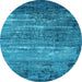 Round Oriental Light Blue Industrial Rug, urb2494lblu