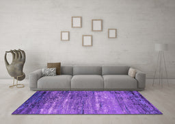 Machine Washable Oriental Purple Industrial Area Rugs in a Living Room, wshurb2494pur