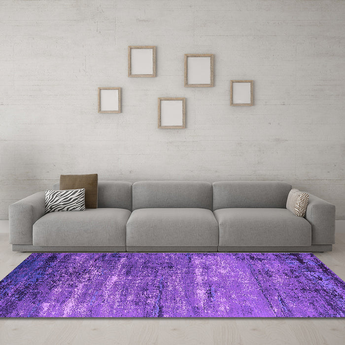 Machine Washable Oriental Purple Industrial Area Rugs in a Living Room, wshurb2494pur