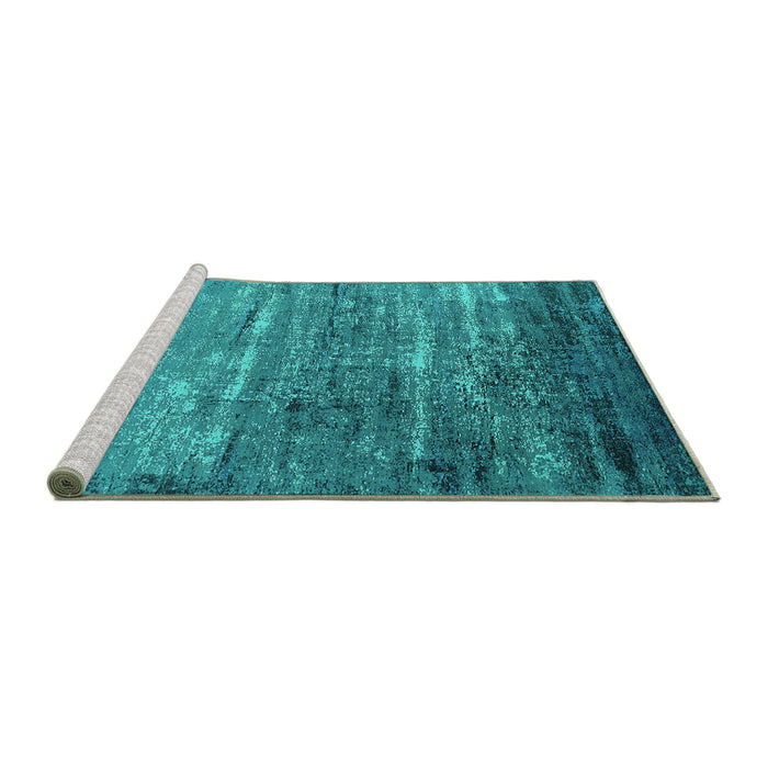 Sideview of Machine Washable Oriental Turquoise Industrial Area Rugs, wshurb2494turq