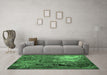 Machine Washable Oriental Emerald Green Industrial Area Rugs in a Living Room,, wshurb2495emgrn