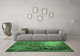 Machine Washable Oriental Emerald Green Industrial Area Rugs in a Living Room,, wshurb2495emgrn