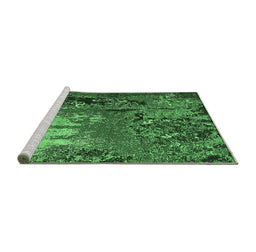 Sideview of Machine Washable Oriental Emerald Green Industrial Area Rugs, wshurb2495emgrn