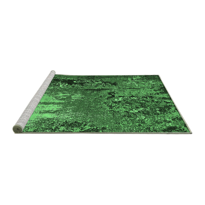 Sideview of Machine Washable Oriental Emerald Green Industrial Area Rugs, wshurb2495emgrn