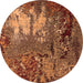 Round Oriental Orange Industrial Rug, urb2495org