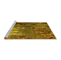 Sideview of Machine Washable Oriental Yellow Industrial Rug, wshurb2495yw