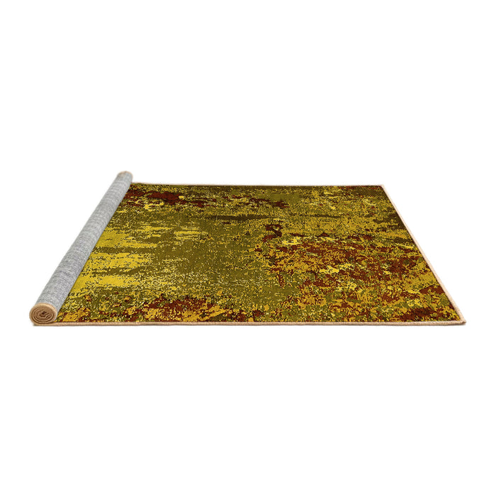 Sideview of Machine Washable Oriental Yellow Industrial Rug, wshurb2495yw