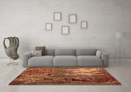 Machine Washable Oriental Orange Industrial Area Rugs in a Living Room, wshurb2495org