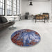 Round Machine Washable Industrial Modern Plum Purple Rug in a Office, wshurb2495