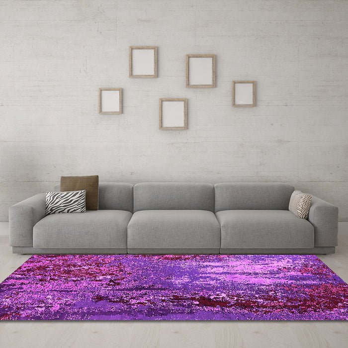 Machine Washable Oriental Pink Industrial Rug in a Living Room, wshurb2495pnk