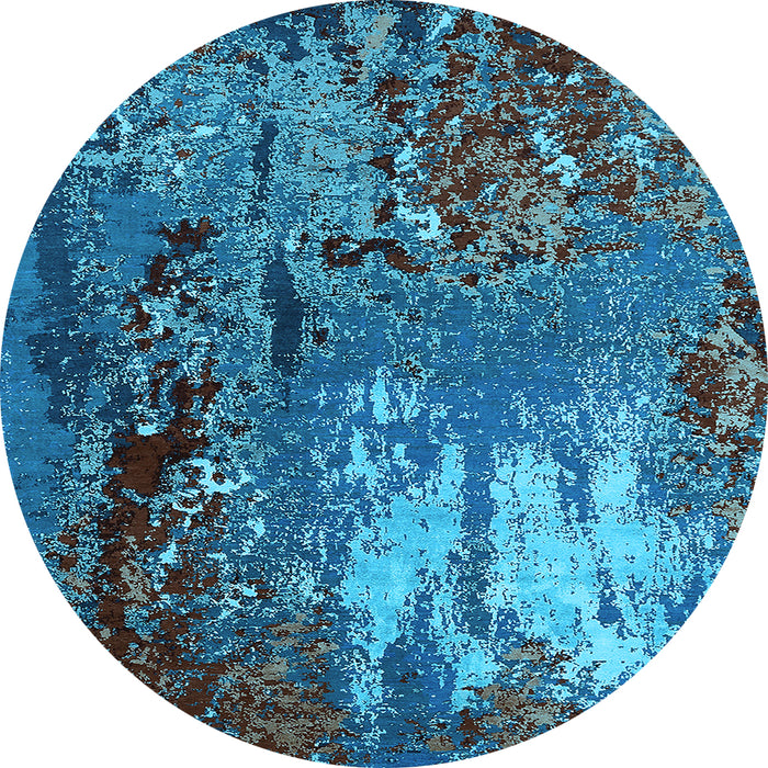 Round Oriental Light Blue Industrial Rug, urb2495lblu