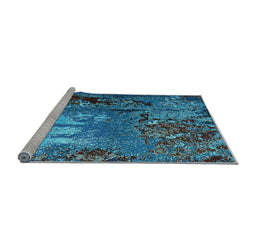 Sideview of Machine Washable Oriental Light Blue Industrial Rug, wshurb2495lblu