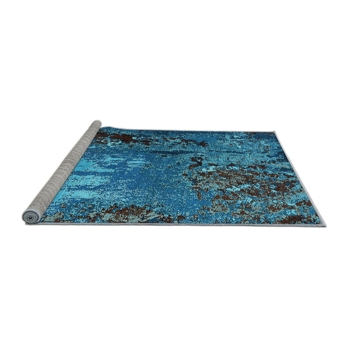 Sideview of Machine Washable Oriental Light Blue Industrial Rug, wshurb2495lblu