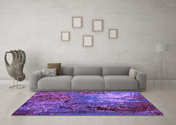 Machine Washable Oriental Purple Industrial Area Rugs in a Living Room, wshurb2495pur