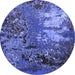 Round Oriental Blue Industrial Rug, urb2495blu