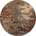 Round Oriental Brown Industrial Rug, urb2495brn