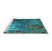 Sideview of Machine Washable Oriental Turquoise Industrial Area Rugs, wshurb2495turq