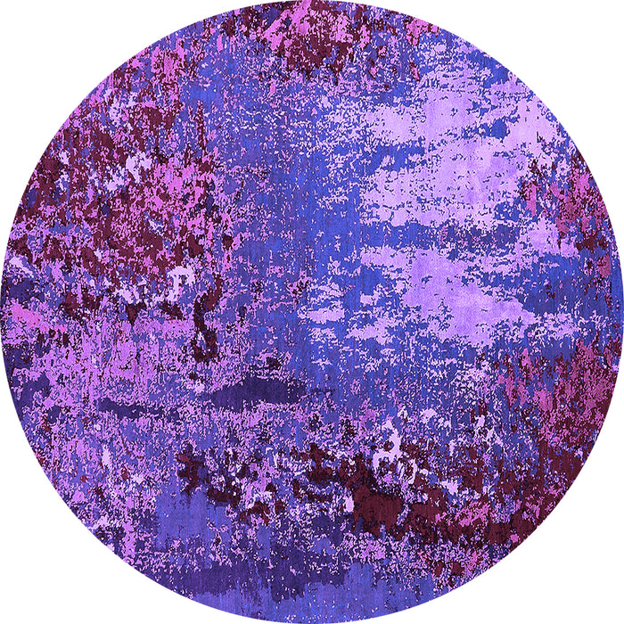 Round Machine Washable Oriental Purple Industrial Area Rugs, wshurb2495pur