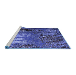 Sideview of Machine Washable Oriental Blue Industrial Rug, wshurb2495blu