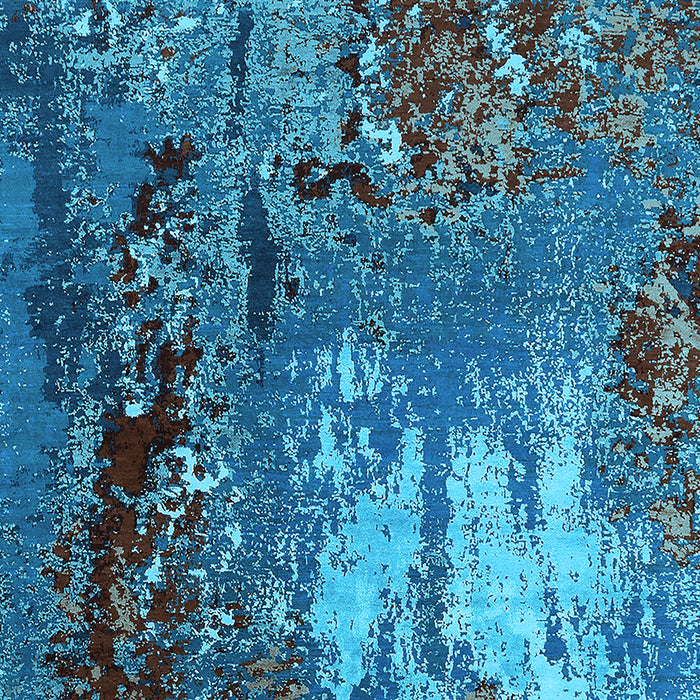 Machine Washable Oriental Light Blue Industrial Rug, wshurb2495lblu