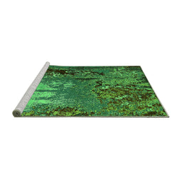 Sideview of Machine Washable Oriental Green Industrial Area Rugs, wshurb2495grn