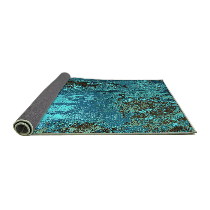 Sideview of Oriental Turquoise Industrial Rug, urb2495turq