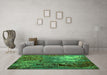 Machine Washable Oriental Green Industrial Area Rugs in a Living Room,, wshurb2495grn