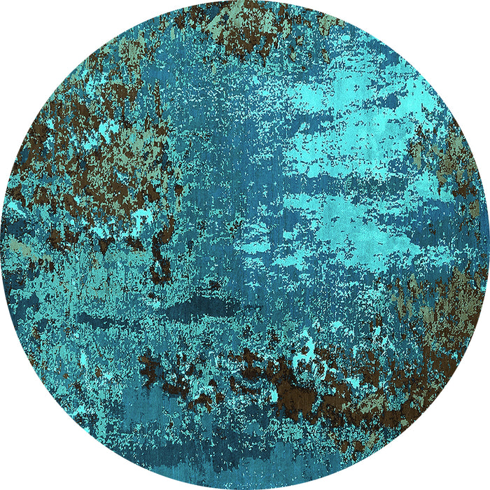 Round Oriental Turquoise Industrial Rug, urb2495turq