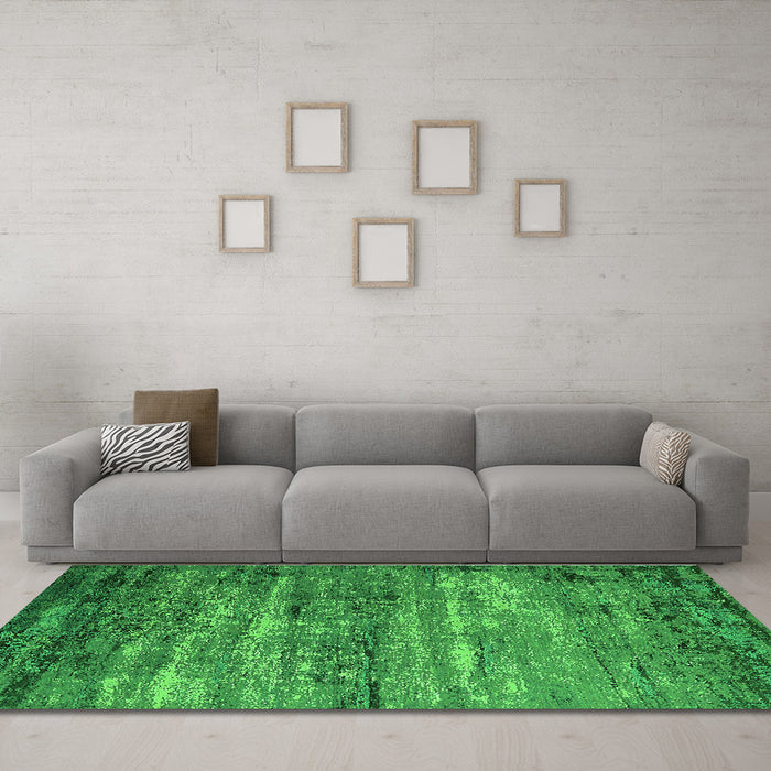 Machine Washable Oriental Green Industrial Area Rugs in a Living Room,, wshurb2496grn