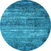 Round Oriental Light Blue Industrial Rug, urb2496lblu