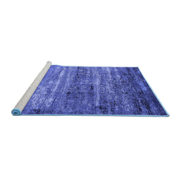 Sideview of Machine Washable Oriental Blue Industrial Rug, wshurb2496blu