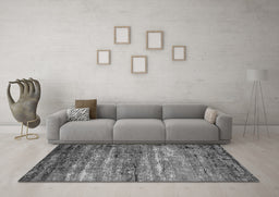 Machine Washable Oriental Gray Industrial Rug in a Living Room,, wshurb2496gry