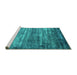 Sideview of Machine Washable Oriental Turquoise Industrial Area Rugs, wshurb2496turq