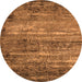 Round Machine Washable Oriental Orange Industrial Area Rugs, wshurb2496org