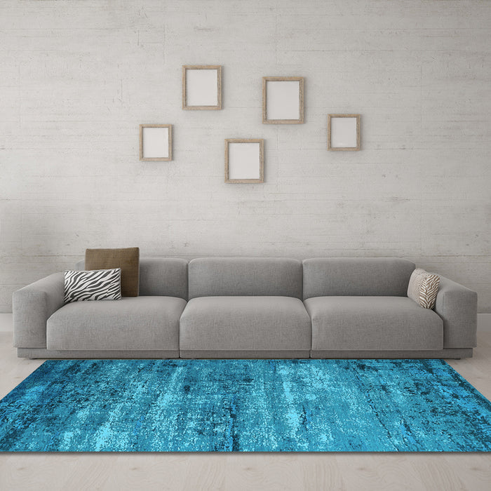 Machine Washable Oriental Light Blue Industrial Rug in a Living Room, wshurb2496lblu