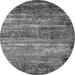 Round Machine Washable Oriental Gray Industrial Rug, wshurb2496gry