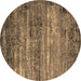 Round Oriental Brown Industrial Rug, urb2496brn