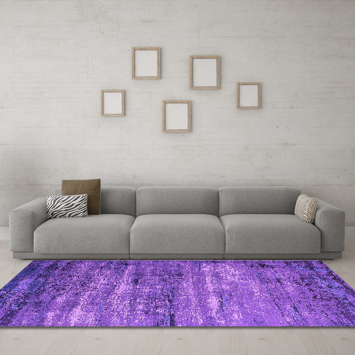 Machine Washable Oriental Purple Industrial Area Rugs in a Living Room, wshurb2496pur