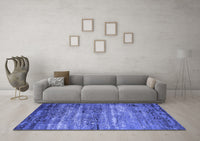 Machine Washable Oriental Blue Industrial Rug, wshurb2496blu