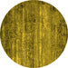 Round Oriental Yellow Industrial Rug, urb2496yw