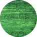 Round Oriental Green Industrial Rug, urb2496grn