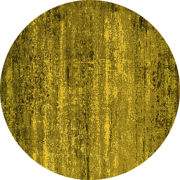 Round Machine Washable Oriental Yellow Industrial Rug, wshurb2496yw