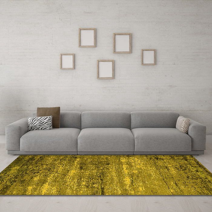 Machine Washable Oriental Yellow Industrial Rug in a Living Room, wshurb2496yw