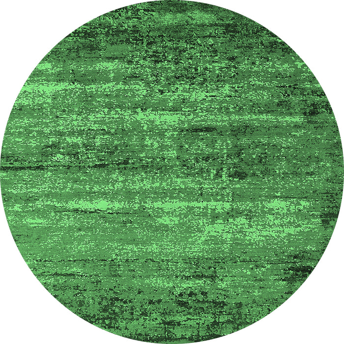 Round Oriental Emerald Green Industrial Rug, urb2496emgrn