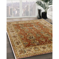 Mid-Century Modern Mahogany Brown Oriental Rug, urb2497